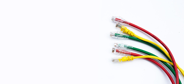 Lan Connection Pic Lan Network Connection Ethernet Cables On White Stock Photo - Download ...