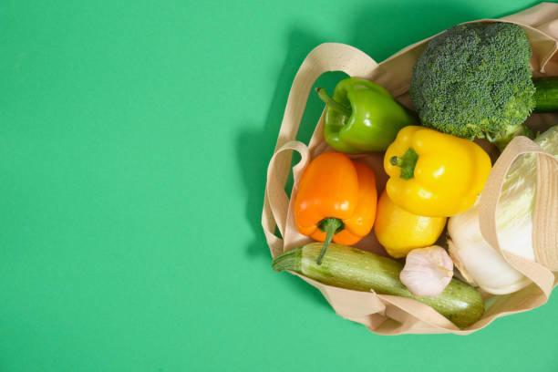 istock vegetables in a fabric eco bag on a green background top view 1349061951