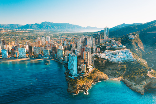 Aerial view of Benidorm city in Spain, Alicante. High quality photo
