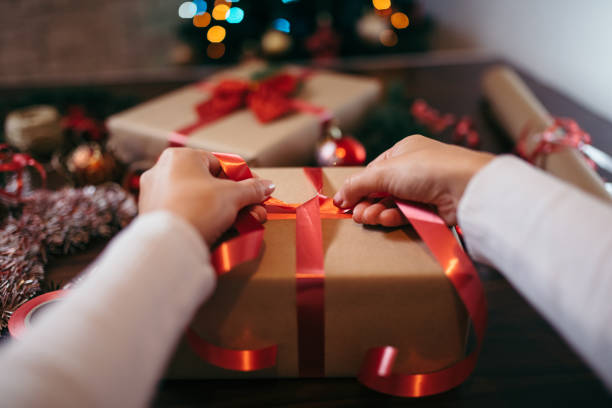 istock Finishing up Christmas presents 1349063013