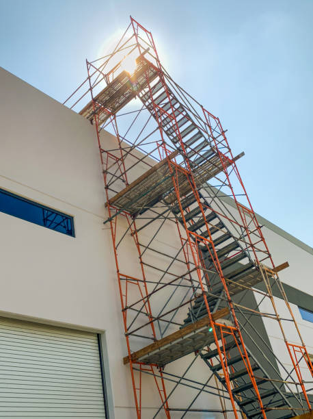 istock Industrial Construction Scaffolding and Ladder Along Building 1349065320