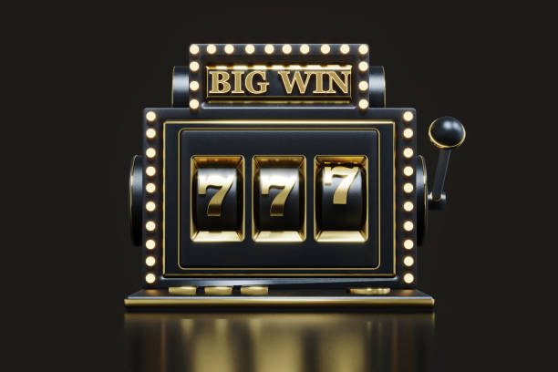 Big win slots machine 777 casino on isolated black background. Illustration one arm bandit. Slot machine for casino, lucky seven in gambling game 3d rendering. Big win slots machine 777 casino on isolated black background. slot stock pictures, royalty-free photos & images