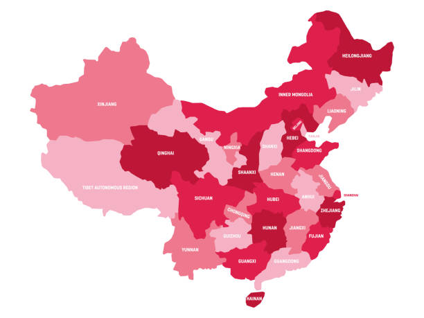 ilustrações de stock, clip art, desenhos animados e ícones de china - map of provinces - shaanxi province illustrations