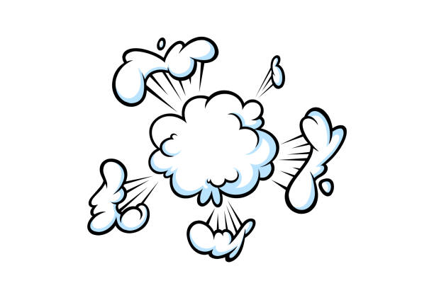comic boom raucheffekt. puff und geplatzte wolken für überraschende und explosive ereignisse. vektor illustartion - breaking wind audio stock-grafiken, -clipart, -cartoons und -symbole