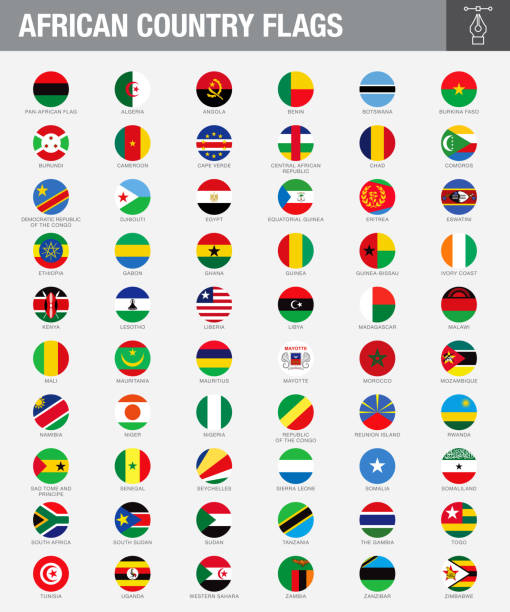 African Country Flag Buttons A set of African country flags. Drawn in the correct aspect ratio. File is built in the CMYK color space for optimal printing, and can easily be converted to RGB without any color shifts. zambia flag stock illustrations