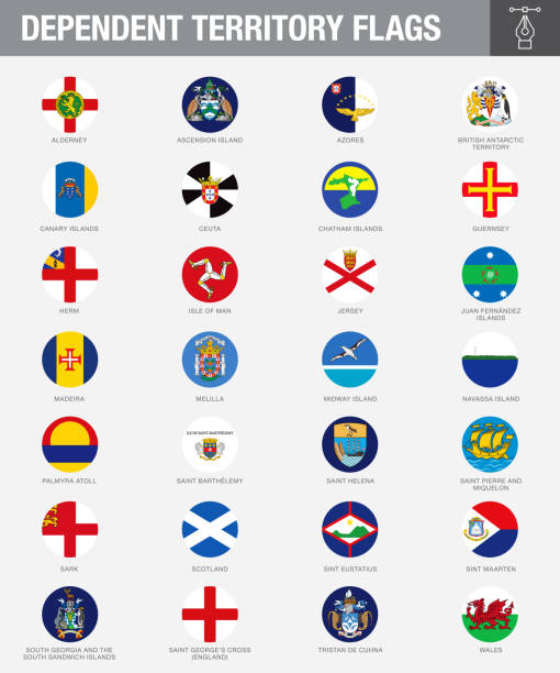 Dependent Territory Flag Buttons A set of Dependent Territory flags. Drawn in the correct aspect ratio. File is built in the CMYK color space for optimal printing, and can easily be converted to RGB without any color shifts. jersey england stock illustrations