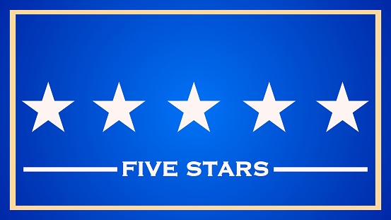Five star vector illustration blue background with off white stars.