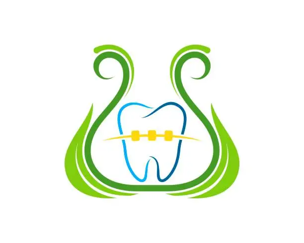 Vector illustration of Nature bottle laboratory with healthy tooth braces inside