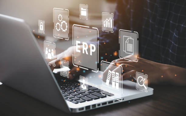 istock Businessman using a computer to document management for ERP. Enterprise resource planning concept. 1349092565