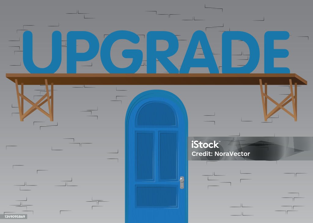 Upgrade Text Upgrading Software Program Concept With Front Door ...