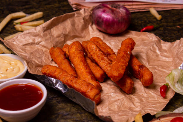 istock crispy fried chicken fries with Ketchup on paper 1349096840