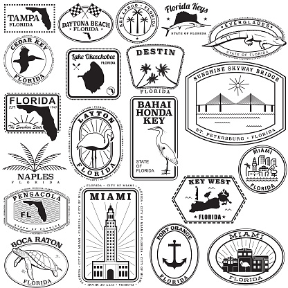 Florida State Travel Stamps in black