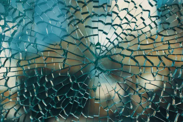 Close up view of broken glass.  Texture background .