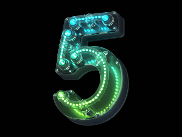 Futuristic green light font. stock photo