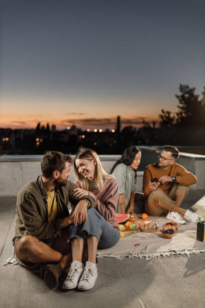 istock Picnic on a roof at dusk! 1349112556
