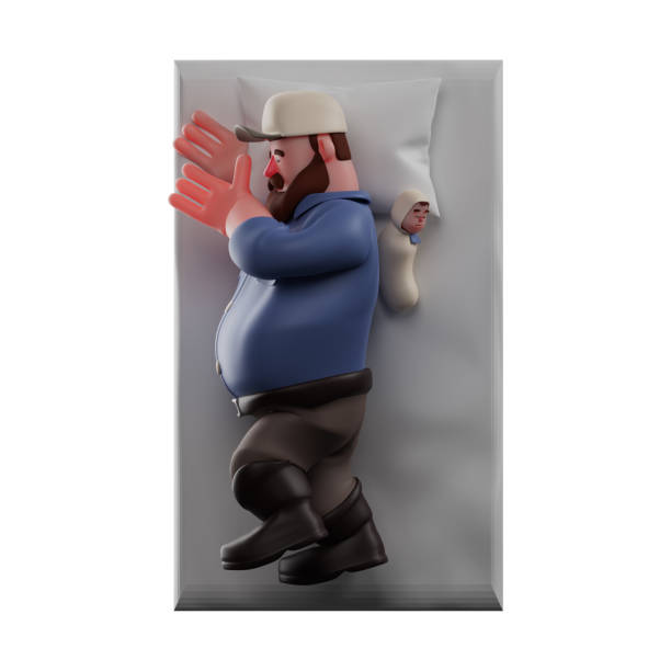 istock 3D Super Father Cartoon Design with baby sleeping on a bed 1349115284