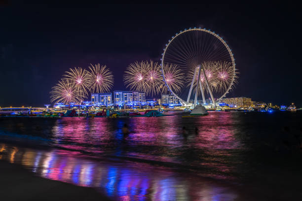 Ain Dubai Ain Dubai - The worlds tallest observation wheel with Fireworks at the opening biggest stock pictures, royalty-free photos & images