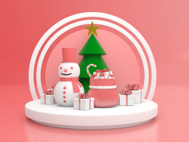 istock abstract Christmas minimal mock up scene. geometry podium shape product display mockup, pedestal steps. Happy New Year on pastel background 3D render. 1349116204