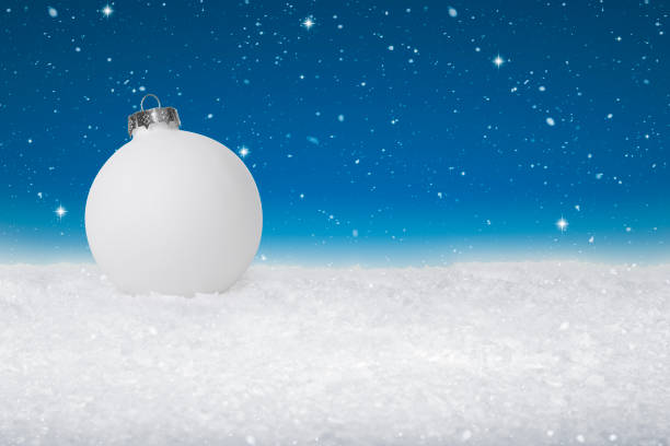 Plain White Christmas Bauble on fake white snow