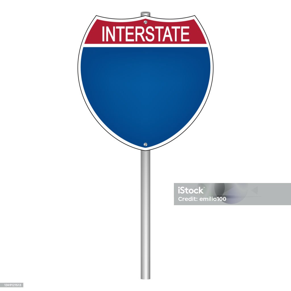 Simple Interstate Sign Blank American Interstate Highway Sign On A Pole Vector Illustration ...