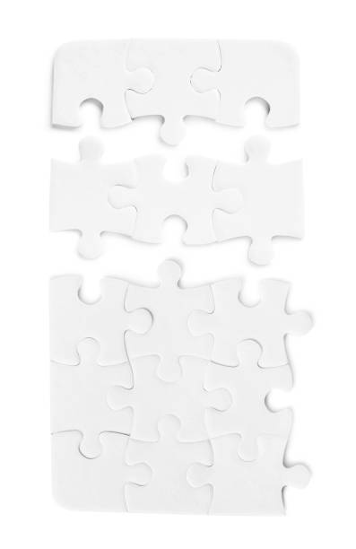 istock Set with jigsaw puzzle pieces on white background, top view 1349122797