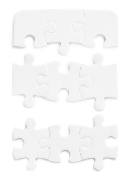 istock Set with jigsaw puzzle pieces on white background, top view 1349124422