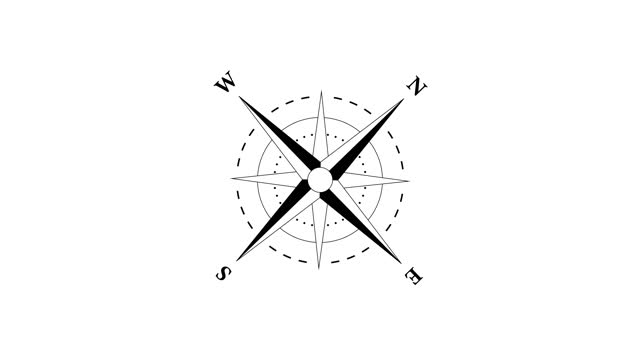 Rotating compass on a white background. The concept of vector change direction movement.
