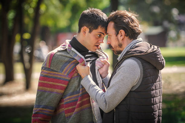 istock Angry, nervous and upset men in an aggressive quarrel conflict 1349126853