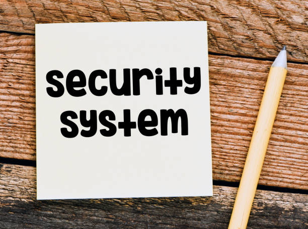 istock SECURITY SYSTEM words written on a piece of paper and a wooden table. 1349127396