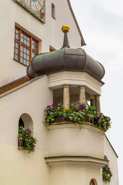 Detail of the City Hall in Kempten, the largest town of Allgaeu in Swabia, Bavaria, Germany