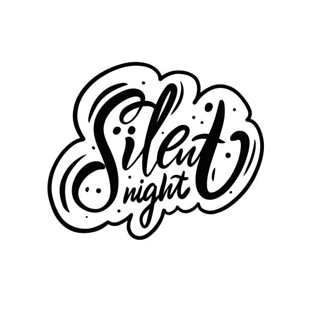 ilustrações de stock, clip art, desenhos animados e ícones de silent night phrase. motivation holiday text. lettering typography poster. - silent night illustrations