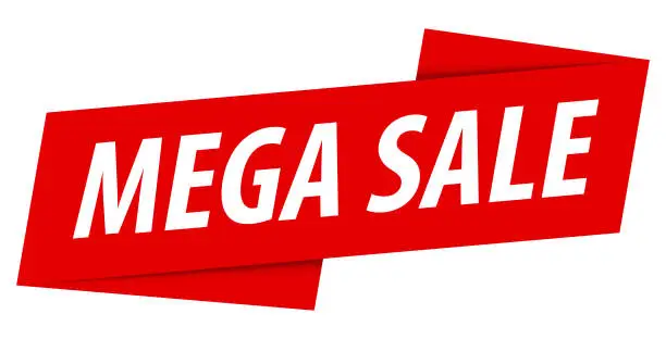 Vector illustration of Mega Sale - Banner, Speech Bubble, Label, Ribbon Template. Vector Stock Illustration