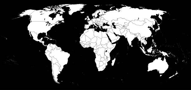 ilustrações, clipart, desenhos animados e ícones de mapa do mundo - cada país em uma camada separada - outline mexico flat world map