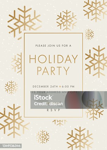 istock Holiday Party invitation with Snowflake. 1349136344