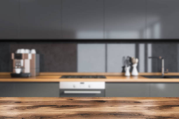 istock Dark cozy kitchen room interior with good display for advertisement 1349136437