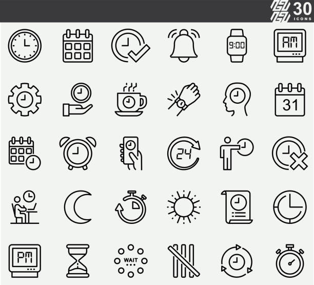 illustrazioni stock, clip art, cartoni animati e icone di tendenza di icone della linea temporale - sun weather symbol computer icon