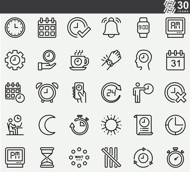 Time Line Icons Time Line Icons smart watch business stock illustrations
