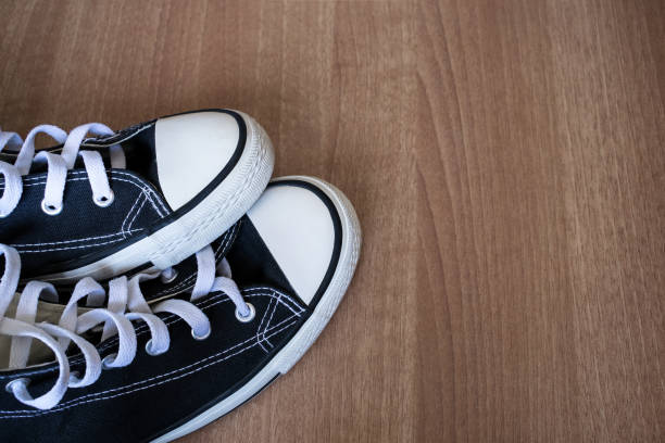 istock Black canvas sneakers style casual 1349140844