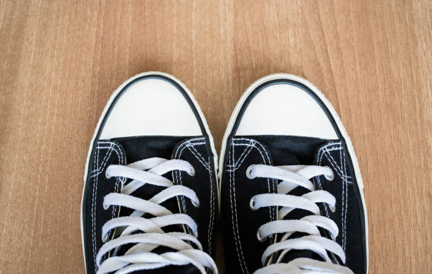 istock Black canvas sneakers style casual 1349140847