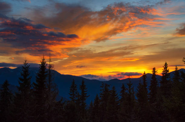 istock Colorful sunset in the mountains. 1349140944