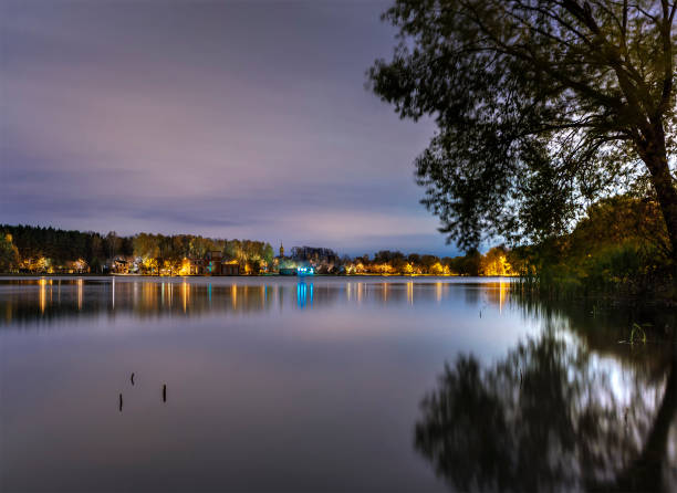 istock Meshchersky park and pond at midnight. Nice view with reflection 1349142162