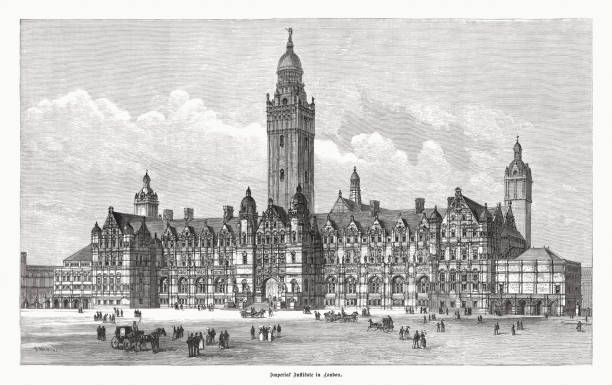 istock Imperial Institute in London, UK, wood engraving, published in 1897 1349142677