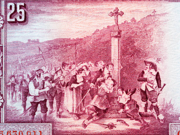 istock Religious scene from old Spanish money 1349145128
