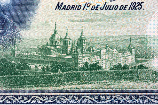 istock Monastery of El Escorial from old Spanish money 1349145152
