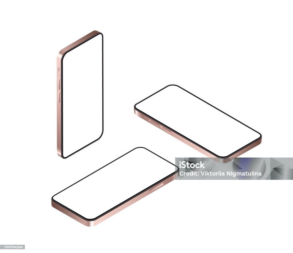 Phone Shell Isometric Isometric Phone Mockup Gold Smartphone Concept In Flat Style From ...