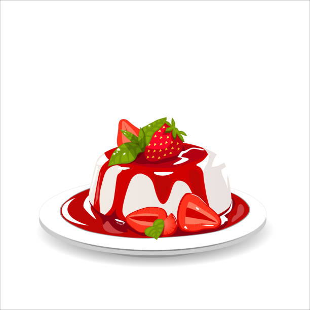 ilustrações de stock, clip art, desenhos animados e ícones de panna cotta - creme cozinhado