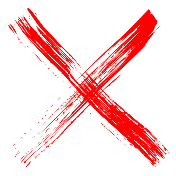 ręcznie rysowany czerwony krzyż. pojęcie zakazu. ilustracja wektorowa izolowana na białym tle. - cross shape cross dirty grunge stock illustrations