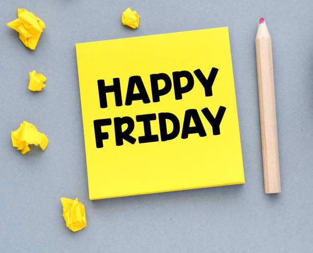 istock HAPPY FRIDAY text on a small piece of paper. 1349162978