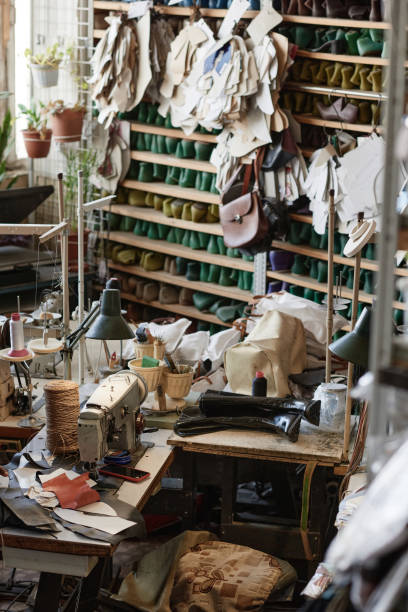 istock Workplace of tailor in the factory 1349164199