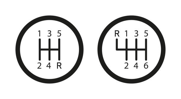 переключатель передач. икона автомобильной трансмиссии. ручная коробка переключателя. символ коробки передач для джойстика авто. значок 5 � - gearshift change speed shifter stock illustrations